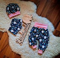 ❤️ NEU HANDMADE MÄDCHEN Baby Set Eule 62 68 Halstuch Hose Mütze Baden-Württemberg - Schelklingen Vorschau