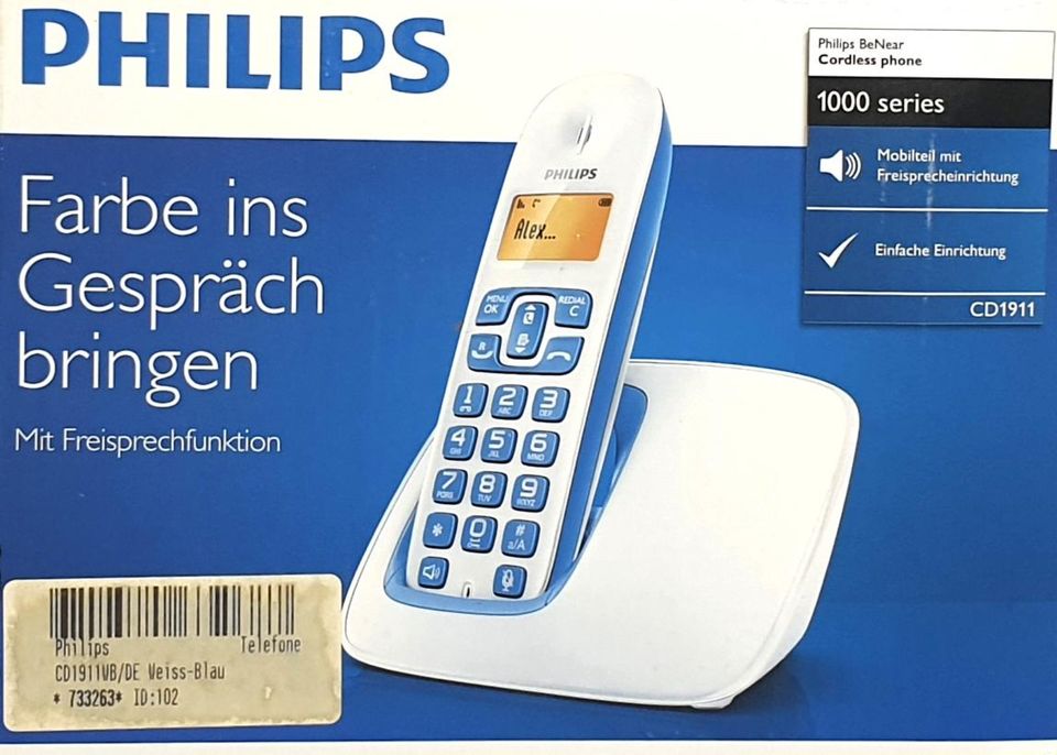 Telefon Philips CD1911 Basisstation 6V Netzteil Akku Freisprechen in Jena