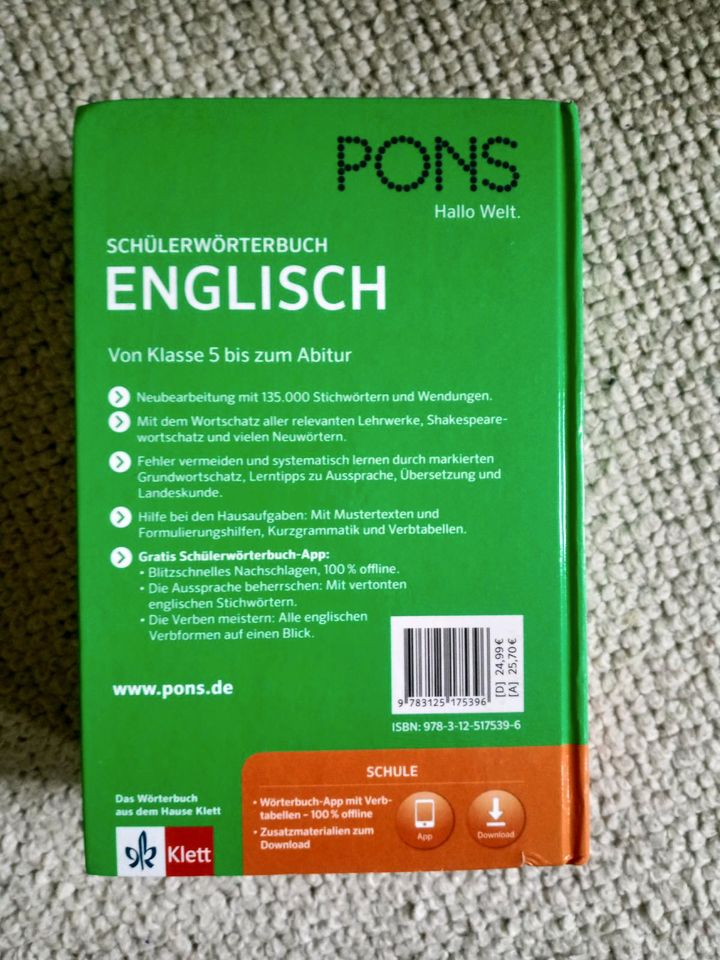 Pons Schülerwörterbuch Englisch, sehr guter Zustand in Lahnstein