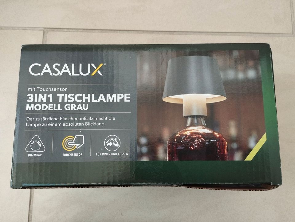 CASALUX Touchsensor 3IN1 Tischlampe GRAU Flaschenaufsatz NEU in Olfen