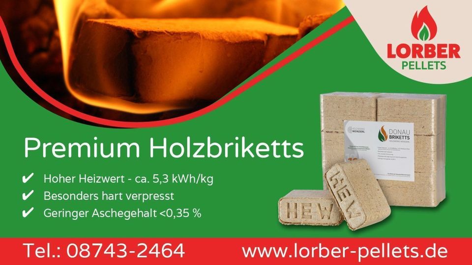 Premium Holzbriketts 10kg Donau Briketts 3,69€ in Geisenhausen