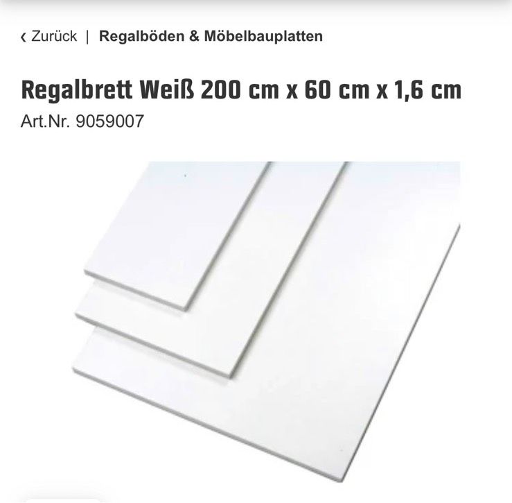 Regalbrett Weiß 200 cm x 60 cm x 1,6 cm in Konstanz