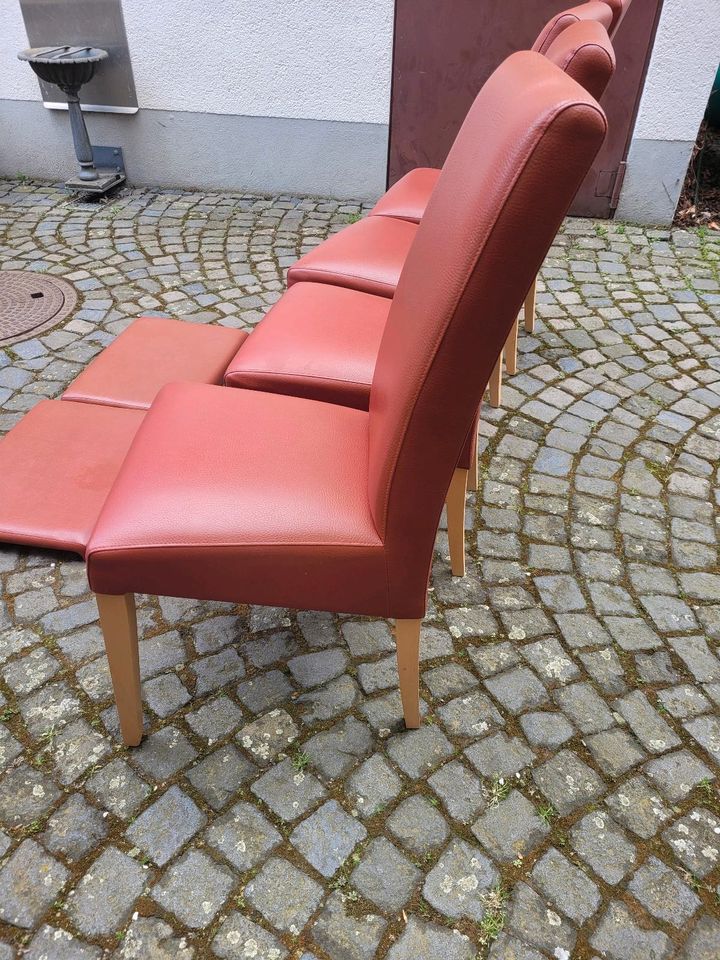 Esstisch Stühle+Bankauflagen in Weinrot in Wiesbaden