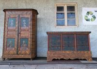 Antiker bemalter Bauernschrank, Heiligenmotive und Truhe Bayern - Gangkofen Vorschau