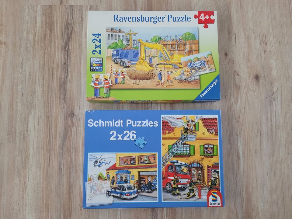 Kinder Puzzle 2x26 2x24 Teile Feuerwehr Polizei Vorsicht Baustell in Neetze