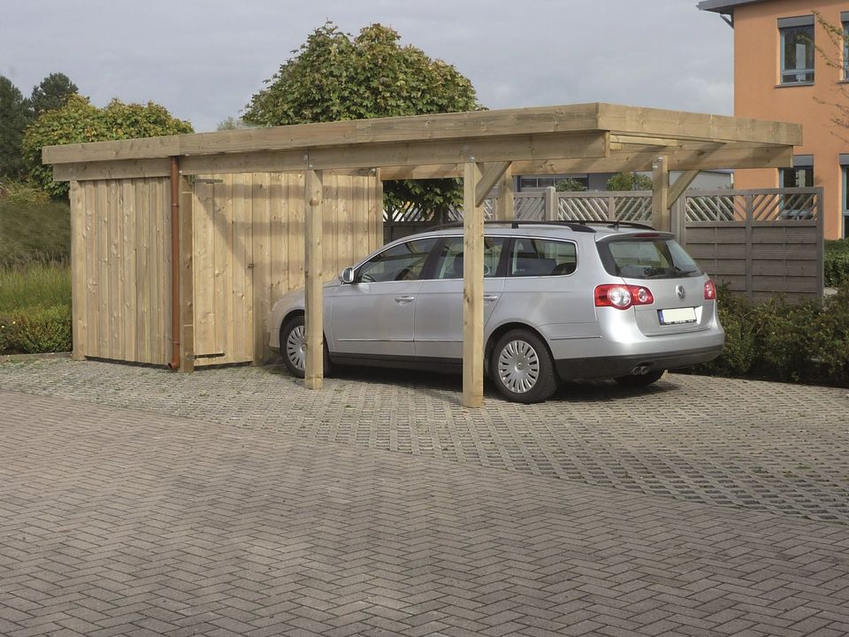 Carport Amrum 2 KDI Grün 300 x 730 cm ohne Dacheindeckung Einzelcarport Doppelcarport Abstellplatz Autounterstand Holzunterstand Holzschuppen Garage in Birstein