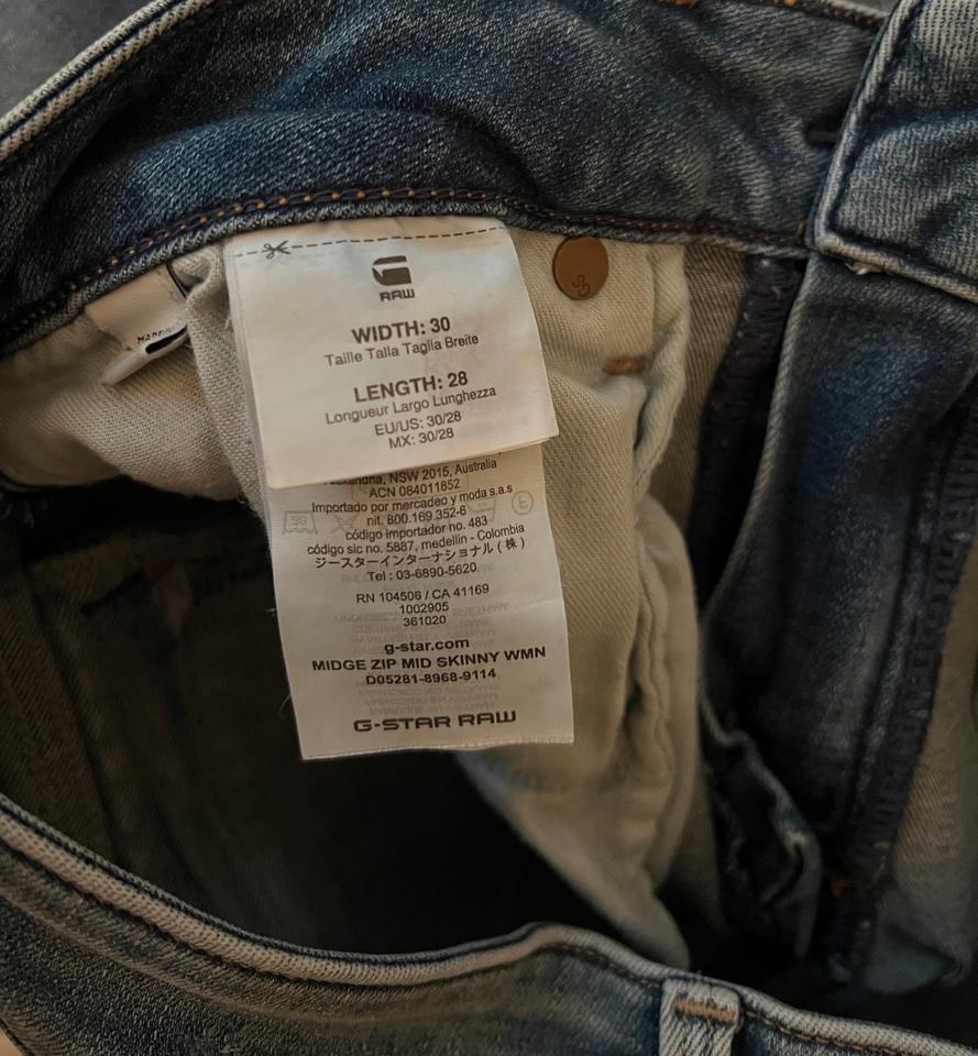 G-STAR GSTAR RAW MIDGE Zip MID SKINNY Jeans WMN W30 / L28 in Ginsheim-Gustavsburg