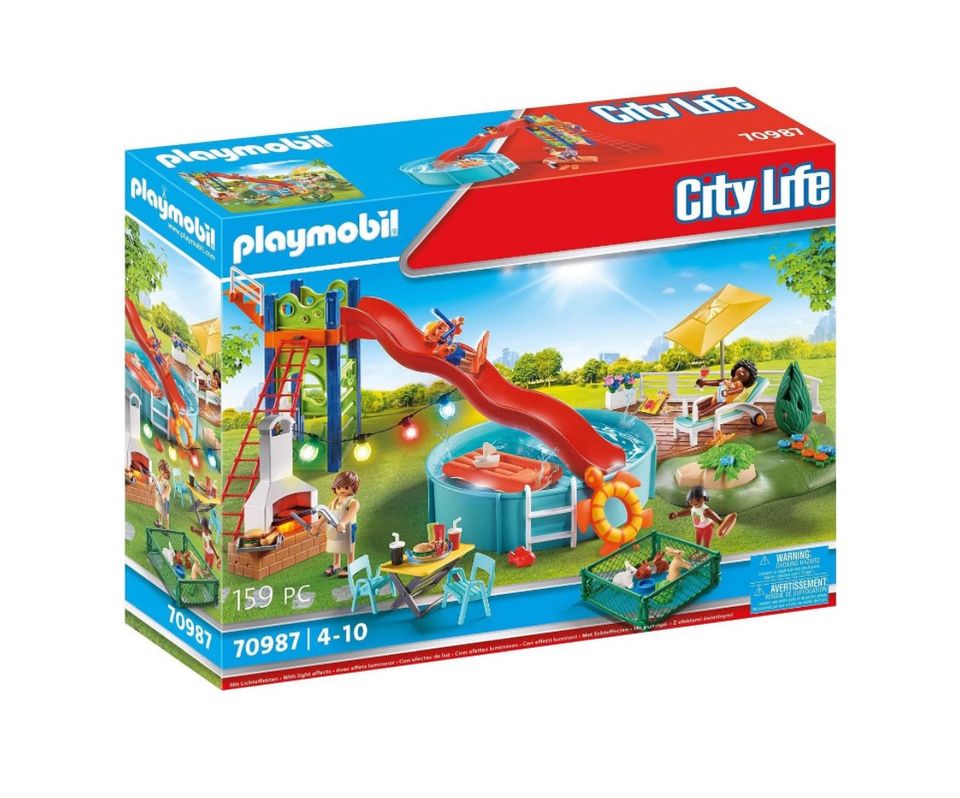 PLAYMOBIL City Life 70987 Poolparty mit Rutsche mit Lichteffekt in Dinslaken