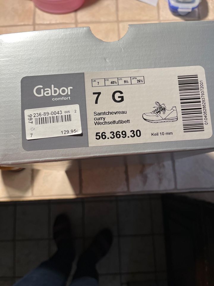 Gabor Schuhe Damen Gr. 7 G /40 Curry Farben samt wechselfußbett in Hohenstein