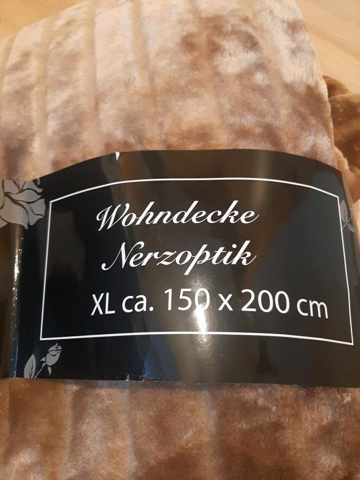 NEU Wohndecke Nerzoptik 150 x 200 cm XL Braun Kuscheldecke Tages in Petersaurach