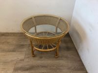 #A Rattan Tisch Gartentisch Couchtisch Bambus Glas rund Balkon Sachsen - Burgstädt Vorschau