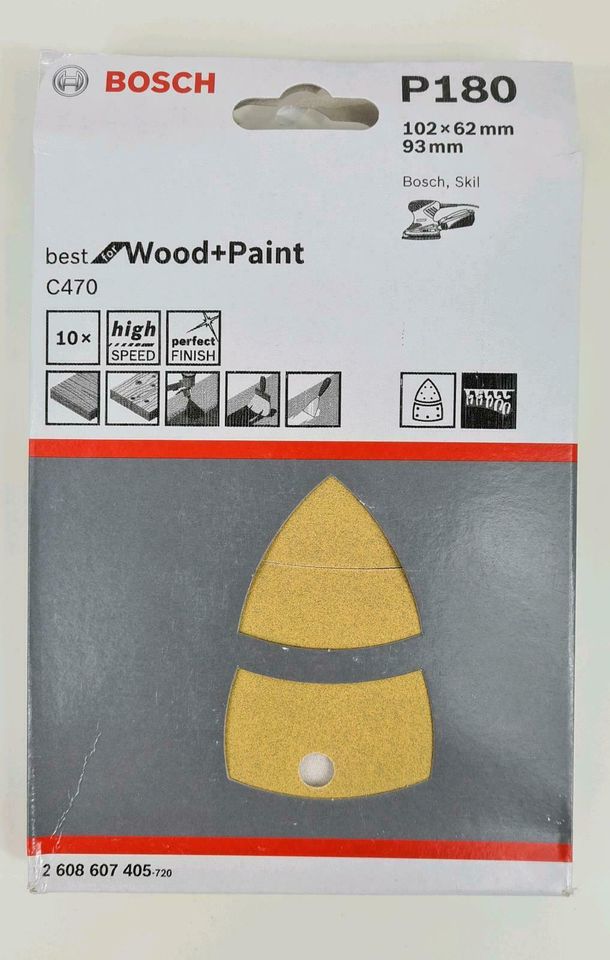 Schleifpapier 102 x 62mm 93mm P180 Bosch best for Wood+Paint C470 in Oststeinbek