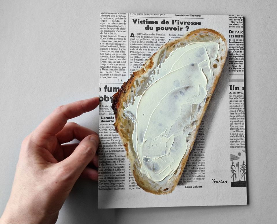 Butterbrot 3d Bild Gemälde Brot Ölbild Ölgemälde Küche in Leonberg