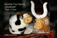 2 x Keramik-Ton-Figuren „Handmade“  "Kuh+Stier" Bayern - Ampfing Vorschau