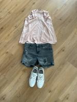 Tom Tailor Denim Jeans Shorts grau Gr M 38 schwarz used Look Hessen - Otzberg Vorschau