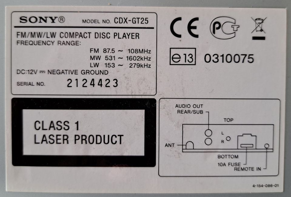 Auto Radio Sony CDX-GT25 in Hamburg