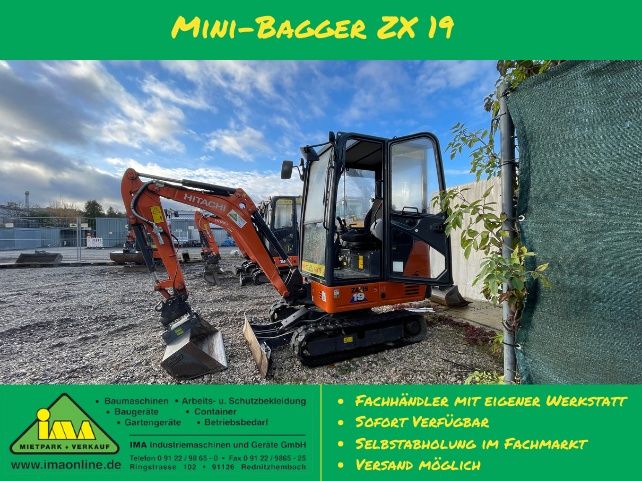 Minibagger Hitachi ZX 19 mit Powertilt Löffelpaket Bagger 1,9 to. Excavator Baumaschine Raupenbagger Kompaktbagger in Rednitzhembach