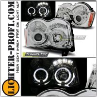 LED Angel Eyes Scheinwerfer chrom für Jeep Grand Cherokee 08-10 Hessen - Calden Vorschau