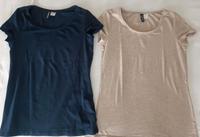 H&M Basics T- Shirt beige dunkelblau Gr.42/M Hessen - Hüttenberg Vorschau