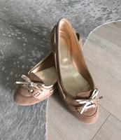 TODS Luxus Schuhe flach Ballerina Wildleder Leder braun Gold 37 München - Laim Vorschau