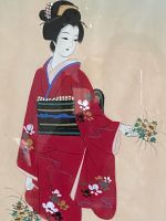 Seidenmalerei Japan Geisha roter Kimono, signiert,  Anfang 20. J. Nordrhein-Westfalen - Kirchhundem Vorschau