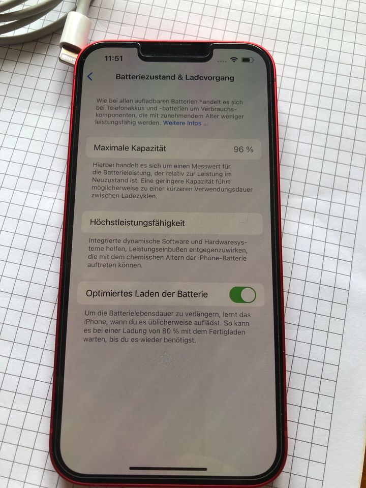 iPhone 14 red 128GB inkl OVP + Kabel, in Neuzustand in Baesweiler