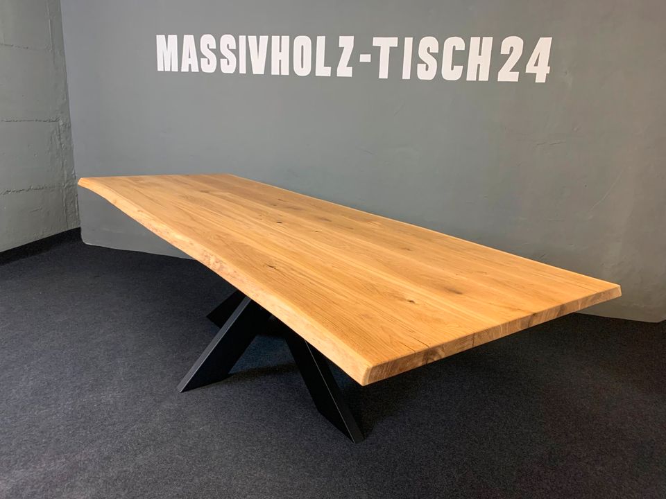 Massiv Eiche Tisch Baumkante Baumtisch Esstisch Holztisch 260x100 in Königswinter