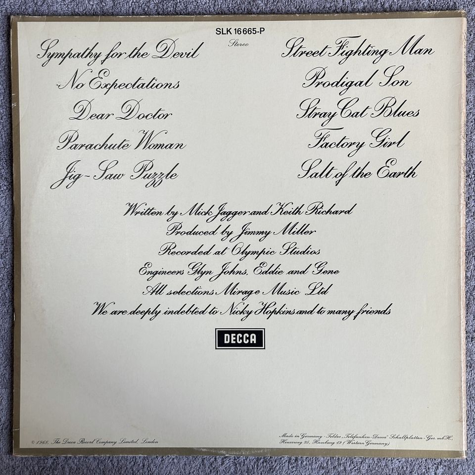 LP – THE ROLLING STONES – BEGGARS BANQUET in Hamburg