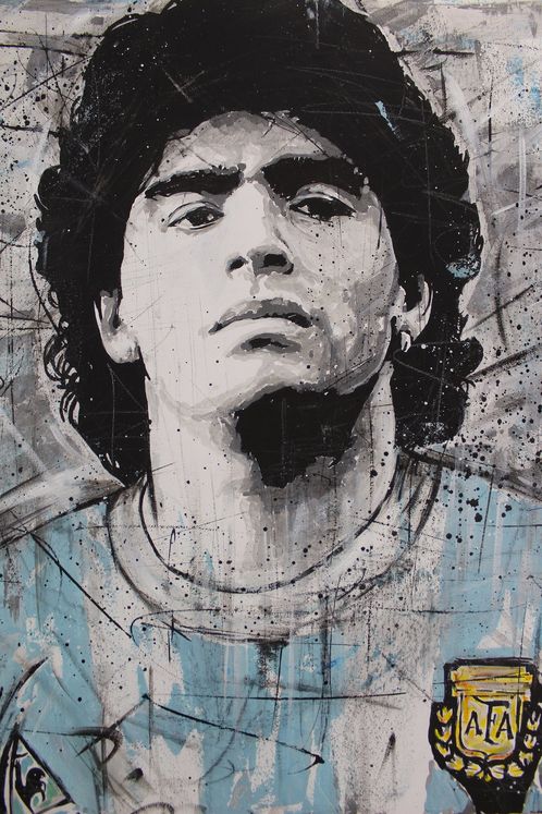 Vincent Mink - Portrait Painting of the legendary Diego Maradona in Horstmar