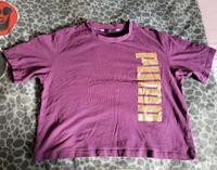 Puma T-Shirt / Kurzshirt in lila aubergine mit Puma in gold chic Nordrhein-Westfalen - Dorsten Vorschau