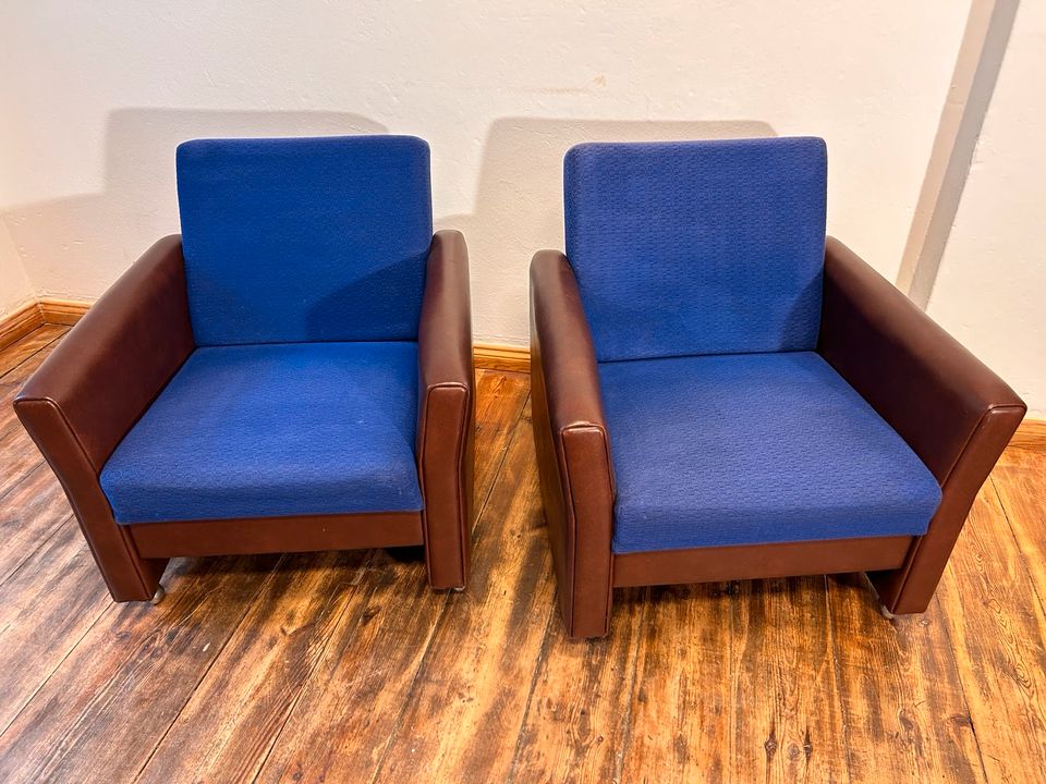 MIDCENTURY 2 x Sessel vintage DDR Polster Leder Rollbar in Berlin