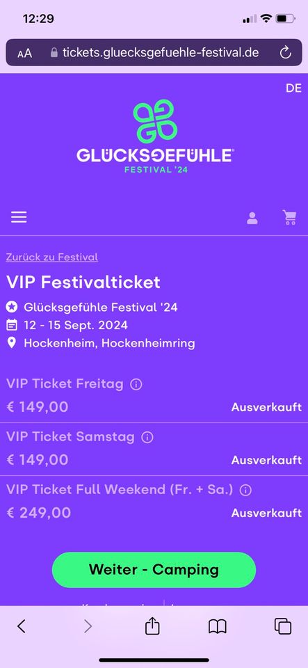 Glücksgefühle Festivalticket VIP in Rietberg