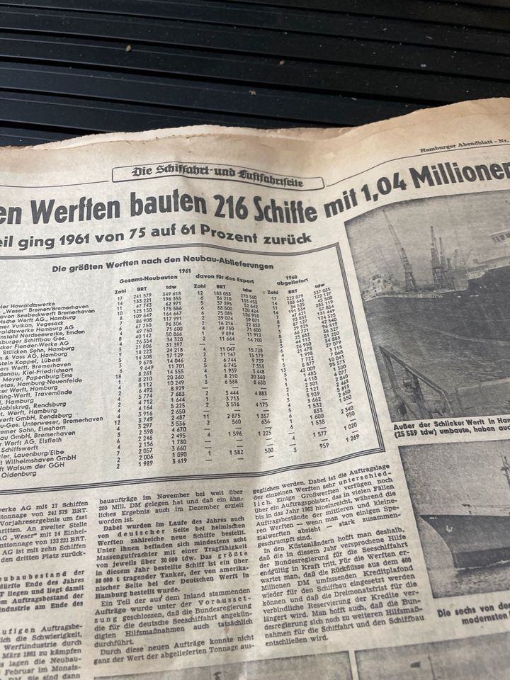 24 Blätter Zeitung Hamburger Abendblatt 1965 Schiffart in Neustadt (Dosse)