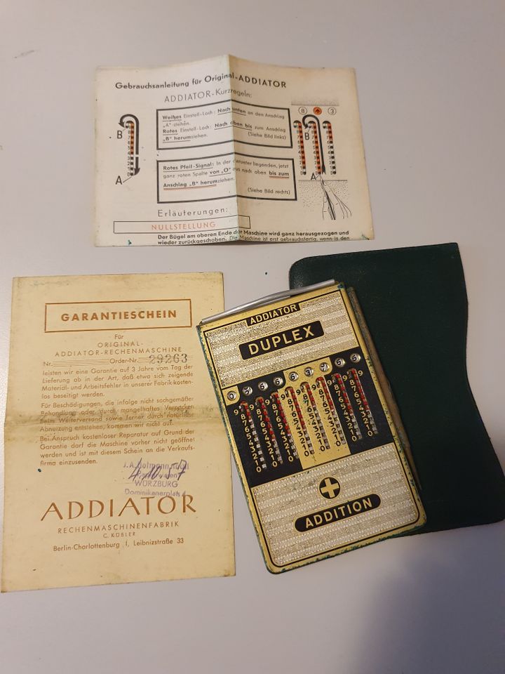 Antiker Taschenrechner Addiator Duplex mit Garantieschein in Bad Abbach