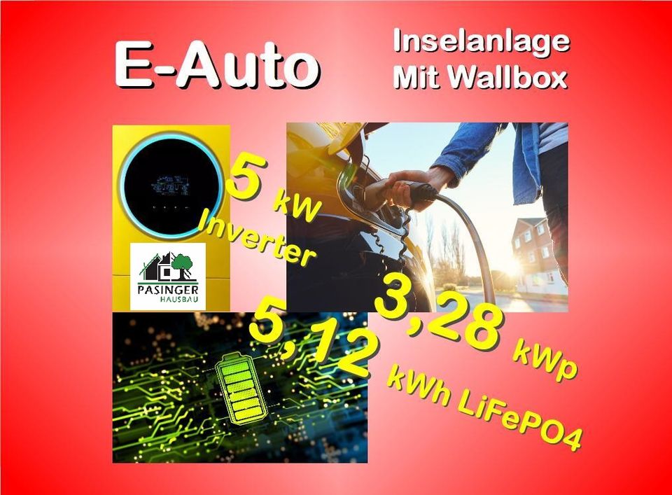 E-Auto Spezial: 8x Module 410Wp, LiFePO4-Batterien 5,12kWh, Hybrid 5.000W, Wallbox 230V in Marktredwitz