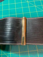 Gürtel Vintage Leder schwarz Gold, 10cm breit, Gr. 85 Duisburg - Duisburg-Mitte Vorschau