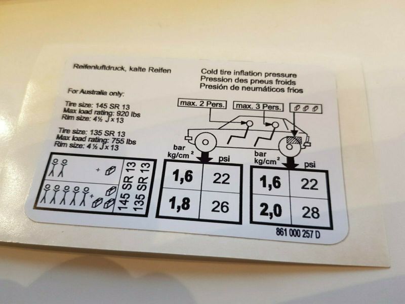 Audi Aufkleber Tankdeckel Reifendruck 50 VW Polo 861 000 257 D in Bayern -  Kösching | Ersatz- & Reparaturteile | eBay Kleinanzeigen ist jetzt  Kleinanzeigen