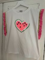 T Shirt Shirt Pailetten Herz Top rosa Rüschen Sommer Urlaub Nordrhein-Westfalen - Wesseling Vorschau