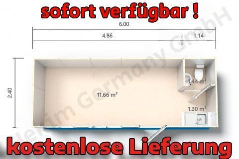 Bürocontainer mit WC und Küche KOSTENLOSE ANLIEFERUNG FERTIG MONTIERT SOFORT VERFÜGBAR    Baucontainer 6,0 x 2,4  Flüchtlings-Container Empfangscontainer, WC+ Waschbecken + Komplettspüle in Hamburg