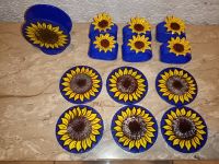 6x Serviettenringe Untersetzer Sonnenblumen blau gelb vintage Düsseldorf - Gerresheim Vorschau