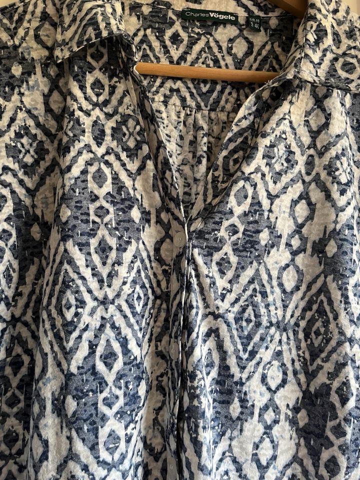 Charles Vögele Damen Bluse Tunika Shirt 46 blau gemustert in Haltern am See