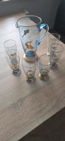 1 Glaskrug & 6 Gläser Glas blau Goldrand Saftkrug Saftgläser Krug Brandenburg - Perleberg Vorschau