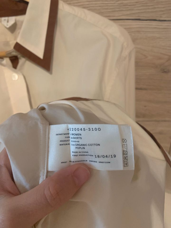 Arket Longbluse Hemd Creme braun 34/XS in Düsseldorf