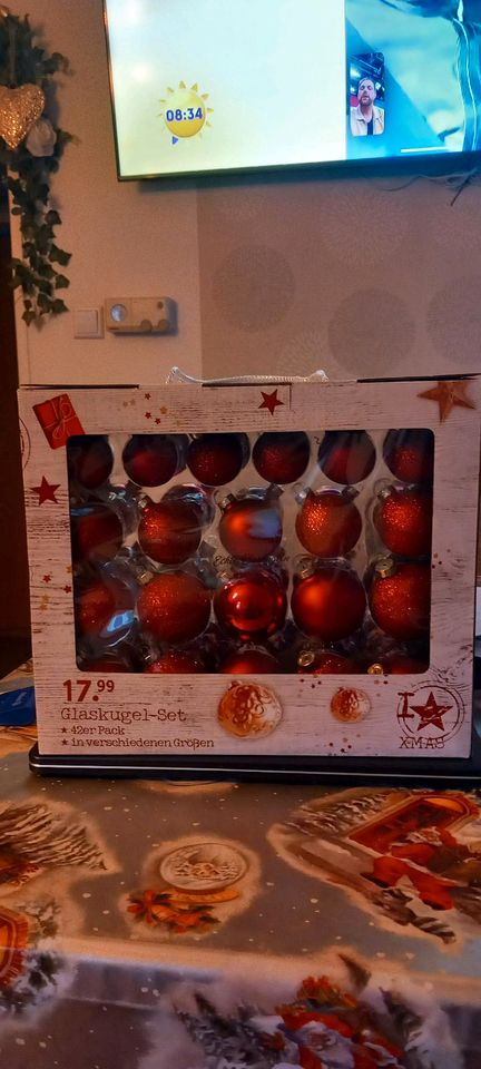 Weihnachtsbaum Kugeln, rot, Glas, Neu, 42 teilig in Gronau (Westfalen)