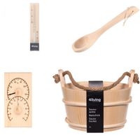 wellmia® Standard Sauna Zubehör Set (Kübel und Kelle, Thermo- & Hygrometer und Sanduhr aus Birkenholz) Nordrhein-Westfalen - Steinhagen Vorschau