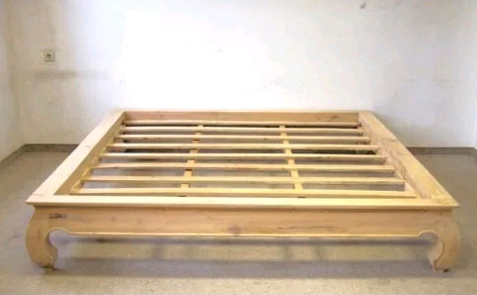 Opiumbett Bettgestell Bett 200 X 200 HOLZ NATUR Doppelbett BALI-S in Werdau