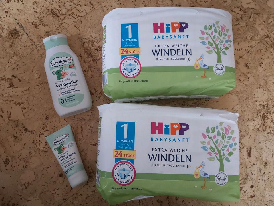 Hipp Windeln 1 und Cremes Babydream in Veckenstedt