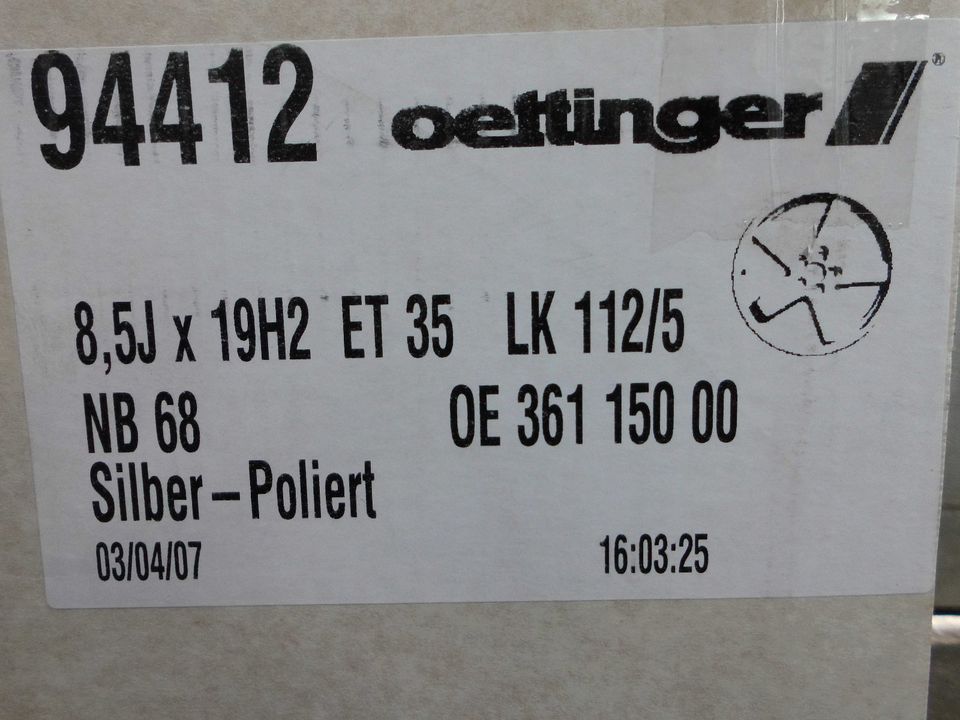 OETTINGER Alufelgen 8,5x19 ET 35 LK 5/112 AUDI VW SEAT SKODA NEU in Kaltenkirchen