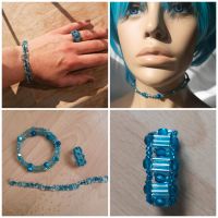 Schmuck-Set aus türkis-blauen Perlen, Kette,Armband,Ring,handmade Innenstadt - Köln Altstadt Vorschau