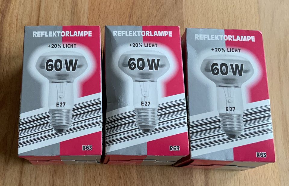 Reflektorlampe - Glühbirne - 3 Stück - 60 Watt - E27 - R63 in Beilngries